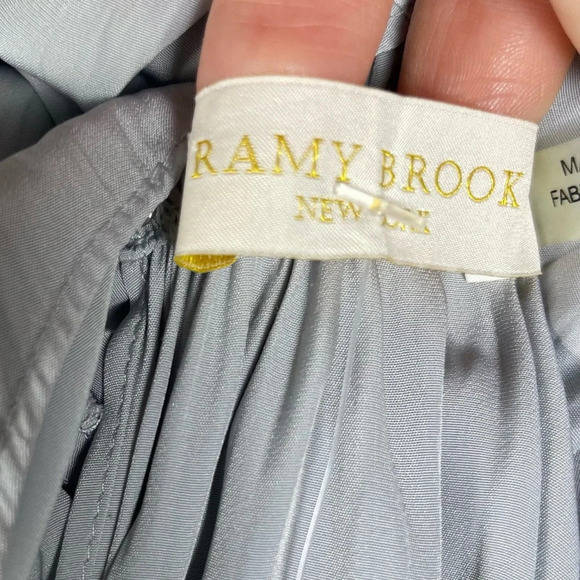 Ramy Brook Dress Womens XS Lauren Cold Shoulder Silky Feminine Mini Silver - Picture 10 of 15